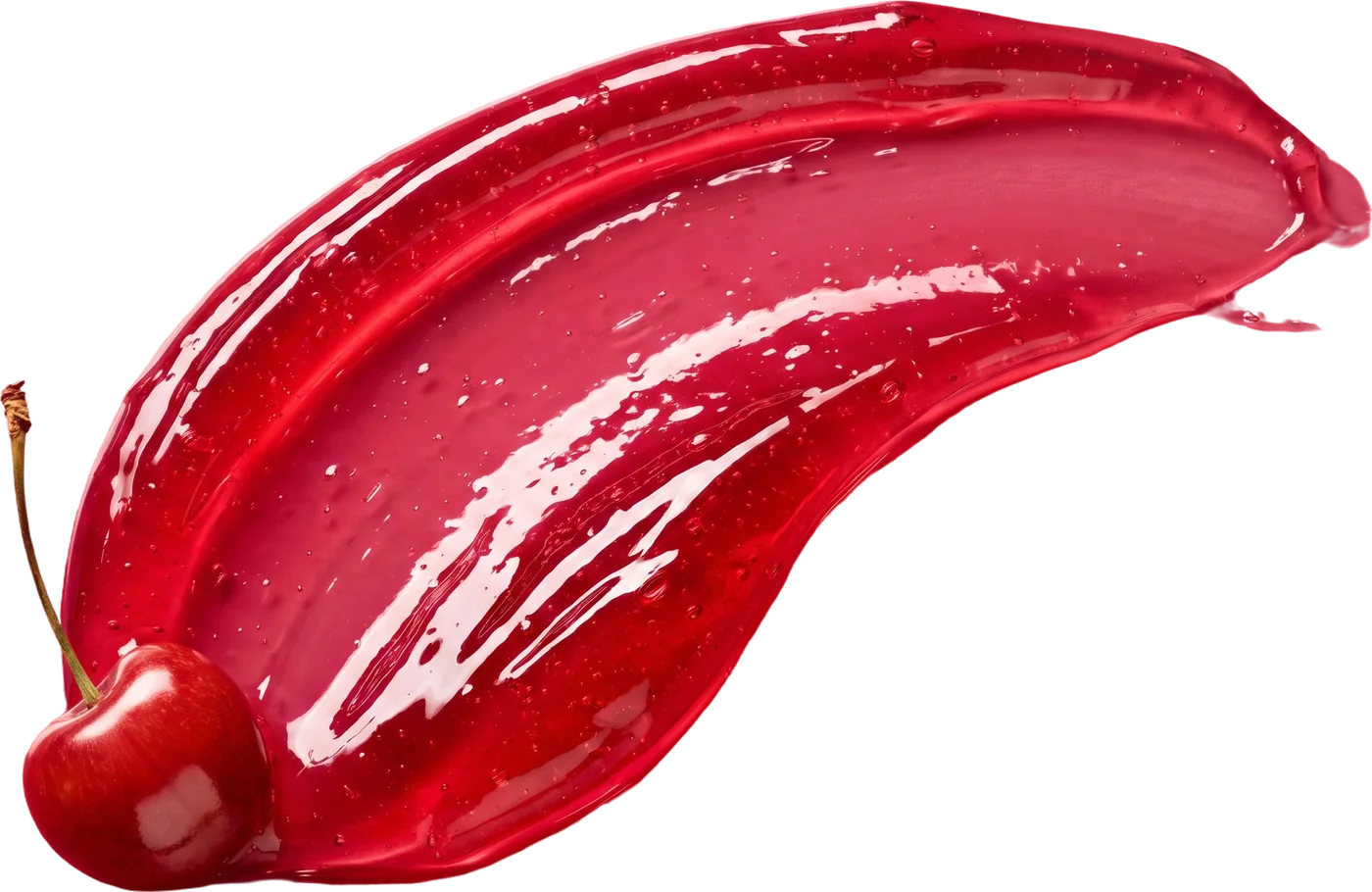Textura do gel vermelho da Pump Cream com uma cereja